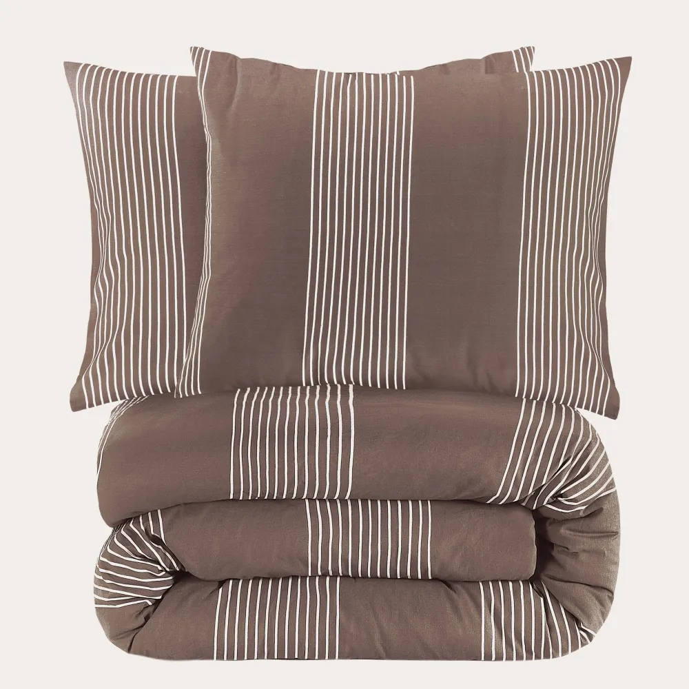 Clearance NOUS Living Katoenen Dekbedovertrek Lits-Jumeaux Wide Stripe (240X220 Cm)