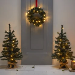 Outlet Nova Belle 2 Verlichte Buiten Kerstbomen En Krans Fraser (H95 X O55 Cm)