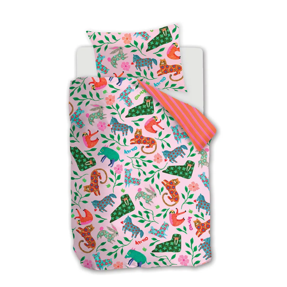 Clearance Oilily Katoenen Dekbedovertrek Peuter Happy Zoo (120X150 Cm)