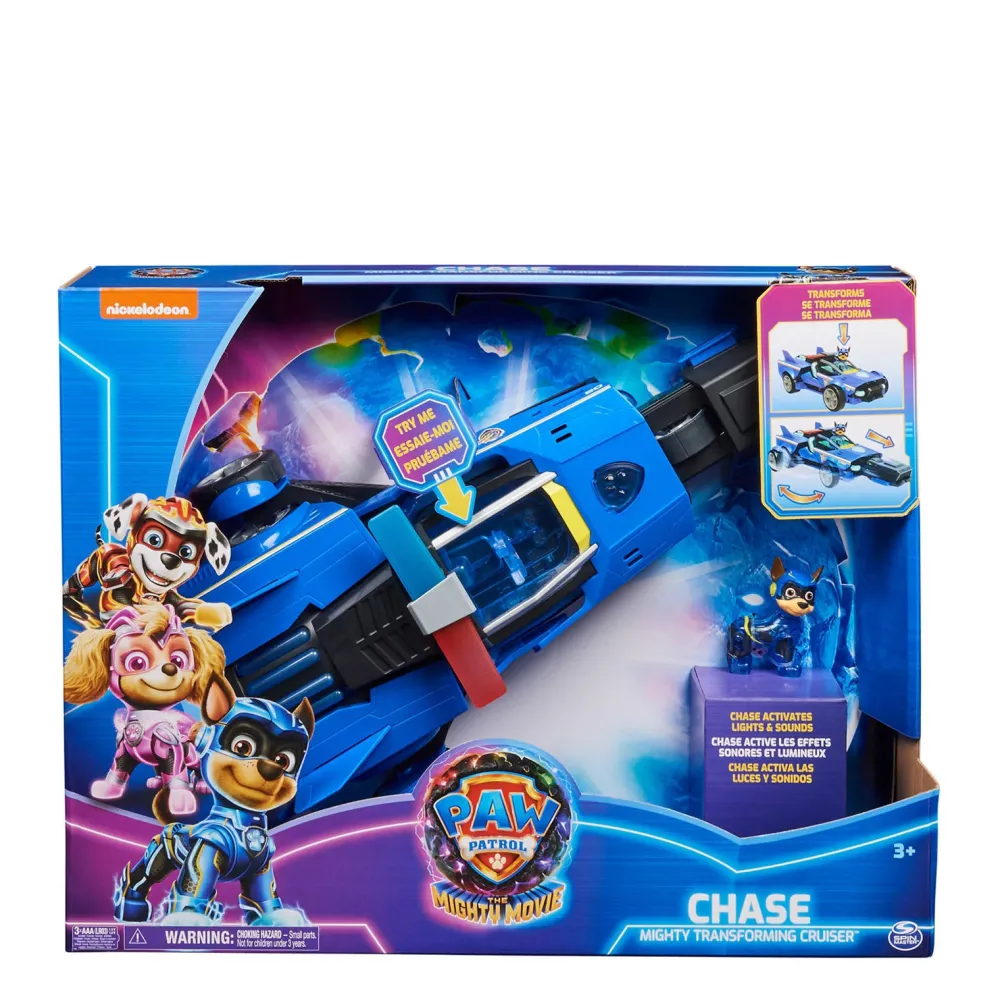 Paw Patrol The Mighty Movie Chase'S Transformerende Raceauto Met Licht En Geluid Met Chase