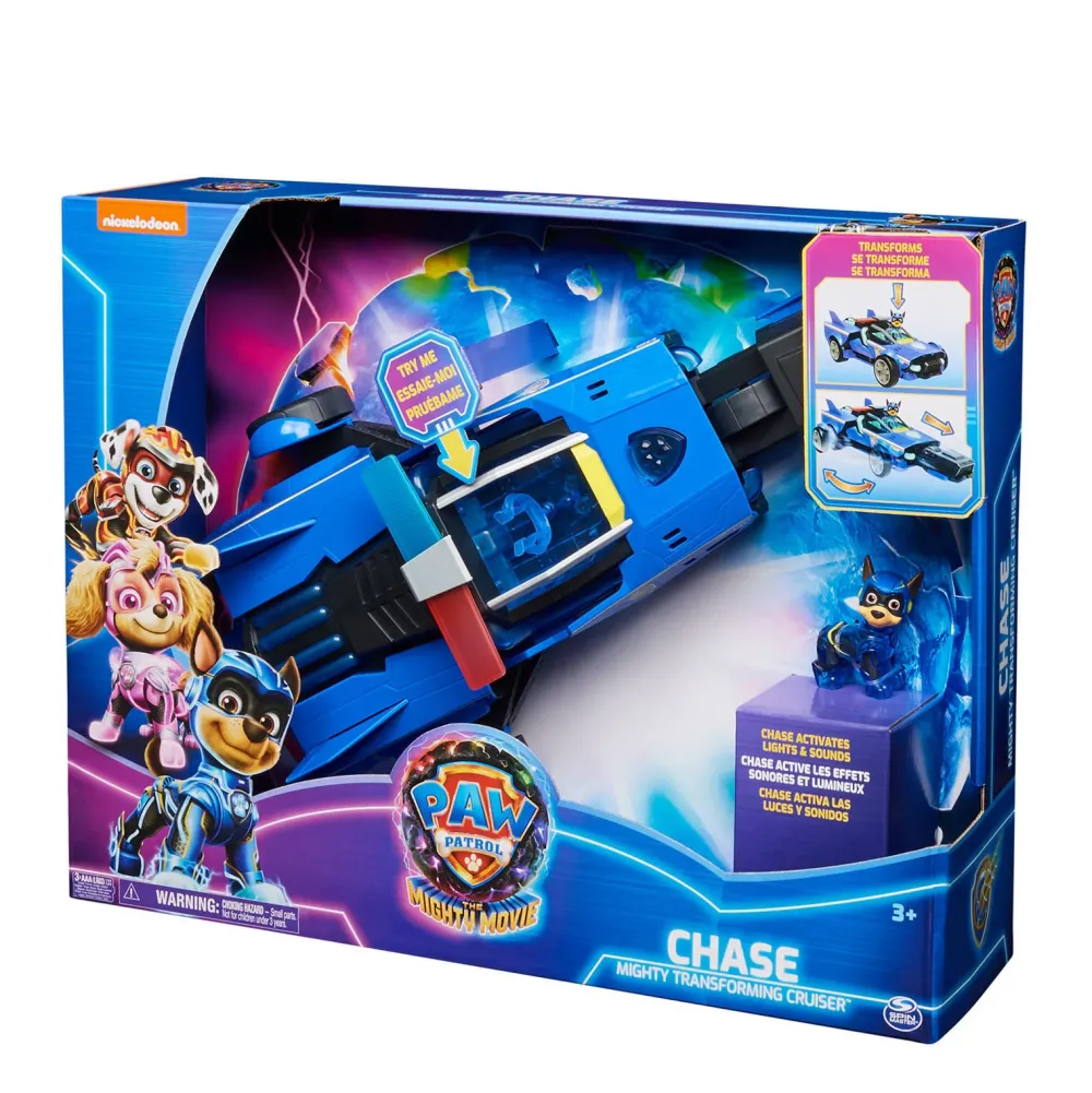 Paw Patrol The Mighty Movie Chase'S Transformerende Raceauto Met Licht En Geluid Met Chase