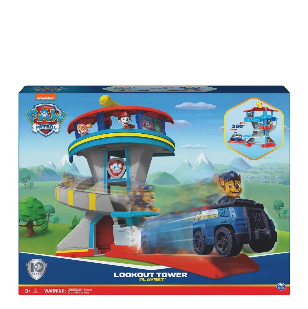 Paw Patrol Uitkijktoren Met Voertuigwerper 2 Chase-Actiefiguren De Politieauto Van Chase En Accessoires