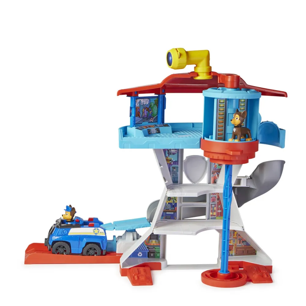Paw Patrol Uitkijktoren Met Voertuigwerper 2 Chase-Actiefiguren De Politieauto Van Chase En Accessoires