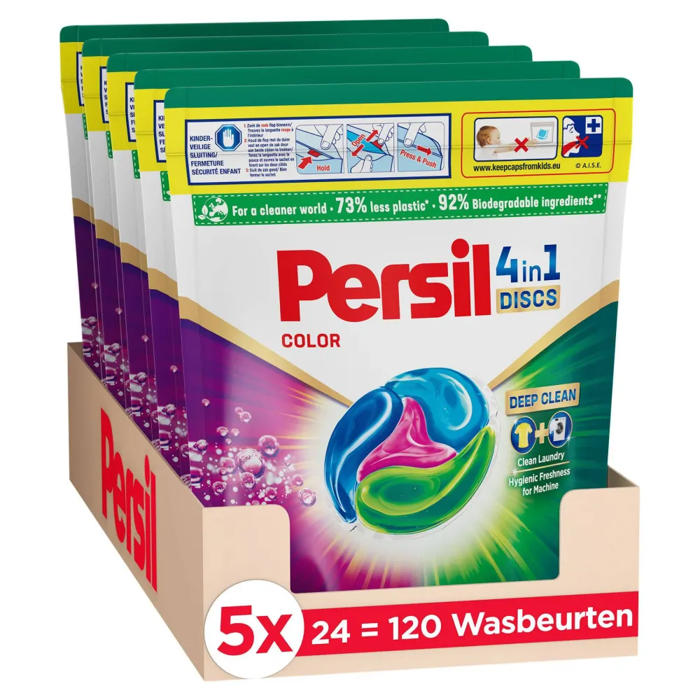 Discount Persil Discs Color Doy - Wascapsules - Voordeelverpakking - 5 X 24 Wasbeurten - 120 Wasbeurten
