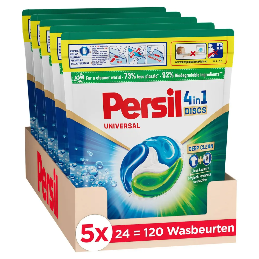 Hot Persil Discs Universal Doy - Wascapsules - Voordeelverpakking - 5 X 24 Wasbeurten - 120 Wasbeurten