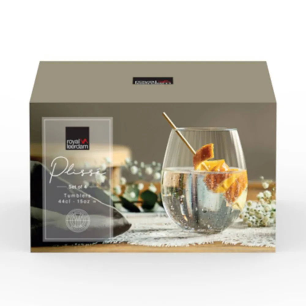 New Royal Leerdam Waterglas Plisse (Set Van 4)