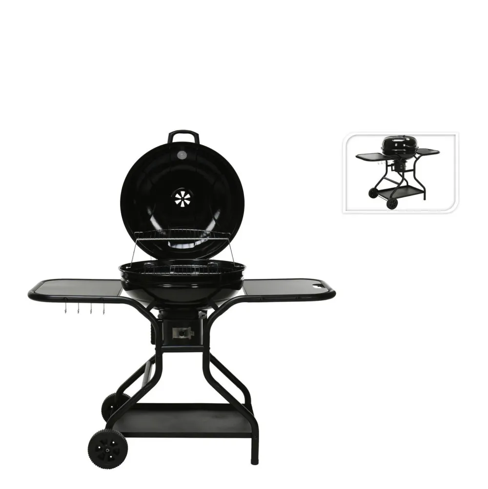 Vaggan Verrijdbare Houtskoolbarbecue Met Zijtafels