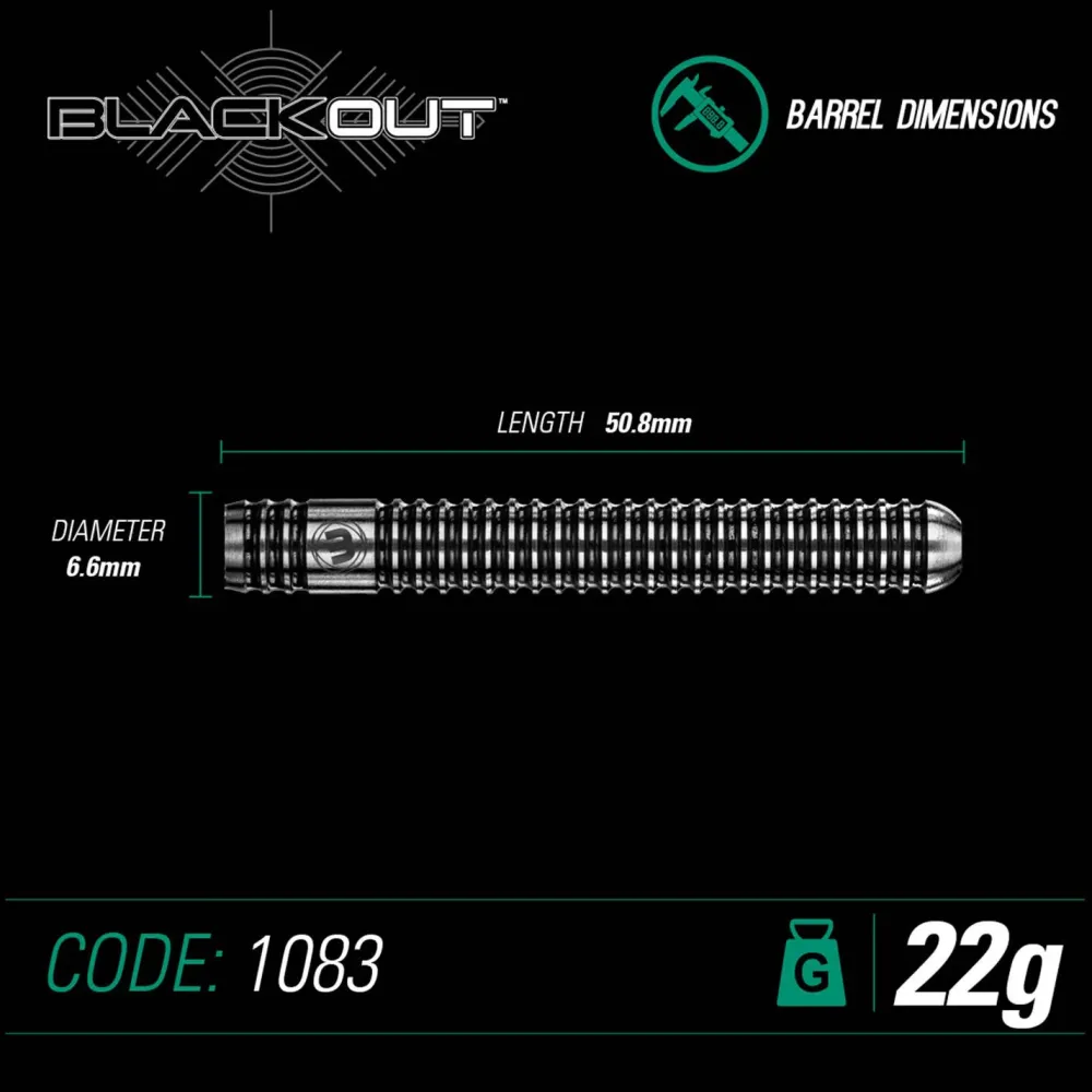 Winmau Blackout Steeltip Dartpijlen 22Gr