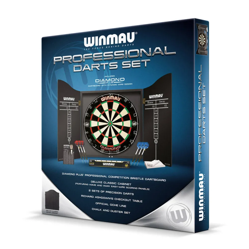 Winmau Pro Diamond Dartset - Kabinet, Dartbord En 2 Dartpijlen