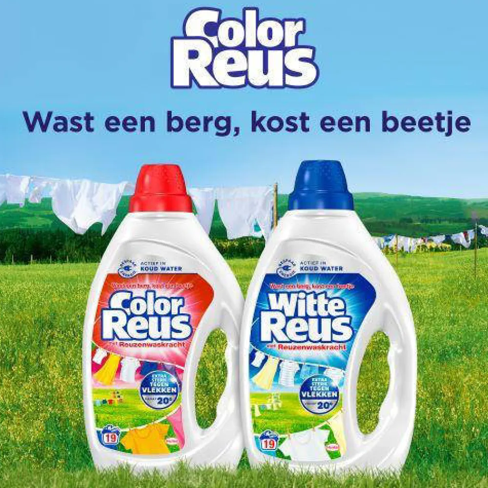 Discount Witte Reus Color Reus Gel - Vloeibaar Wasmiddel - Gekleurde Was - Voordeelverpakking - 6 X 19 Wasbeurten - 114 Wasbeurten