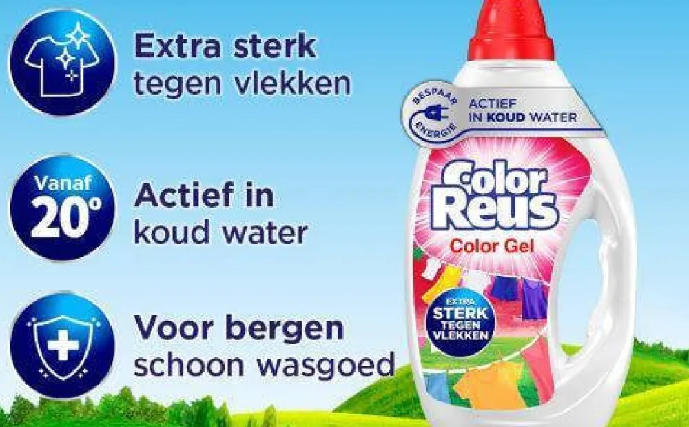 Discount Witte Reus Color Reus Gel - Vloeibaar Wasmiddel - Gekleurde Was - Voordeelverpakking - 6 X 19 Wasbeurten - 114 Wasbeurten