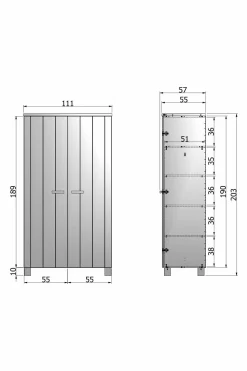 Outlet Woood 2-Deurs Kledingkast Dennis
