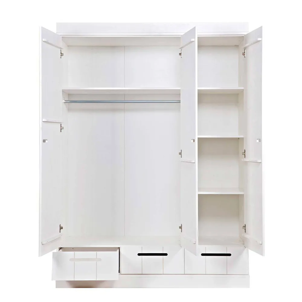 Best Woood Connect Kast 3-Deurs Met Lade - Grenen - Wit - 195X140X53