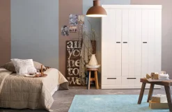 Best Woood Connect Kast 3-Deurs Met Lade - Grenen - Wit - 195X140X53