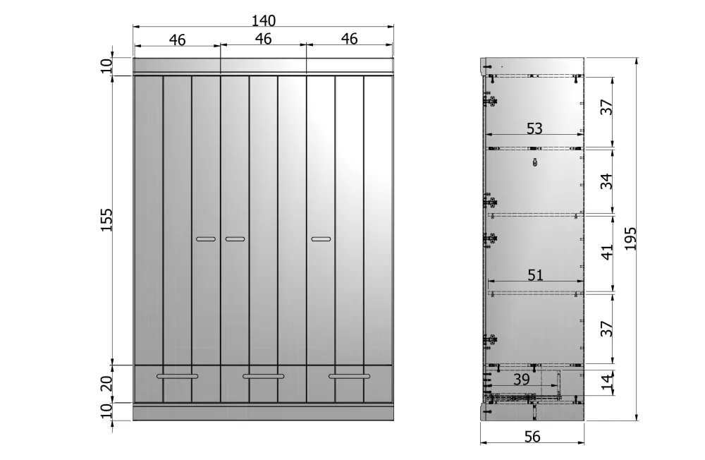 Best Woood Connect Kast 3-Deurs Met Lade - Grenen - Wit - 195X140X53