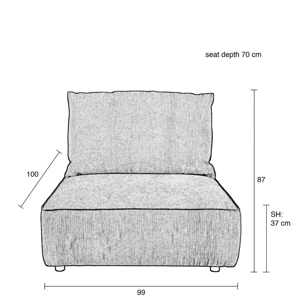 Hot Zuiver Hunter Modulair Bankelement (1,5-Zits Met Rug)